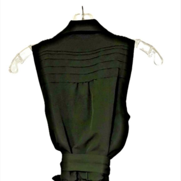 White House Black Market Black Colored Sleeveless Shirtdress w/Belt Size XXS. - Picture 7 of 8